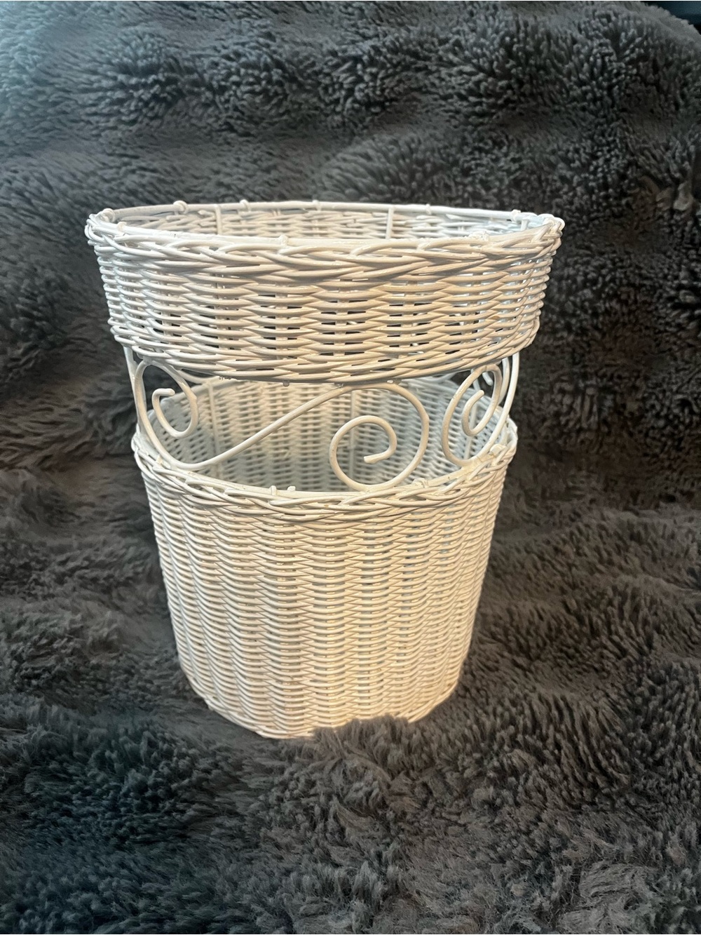 White Wicker Decorative Waste Basket - Home Accents